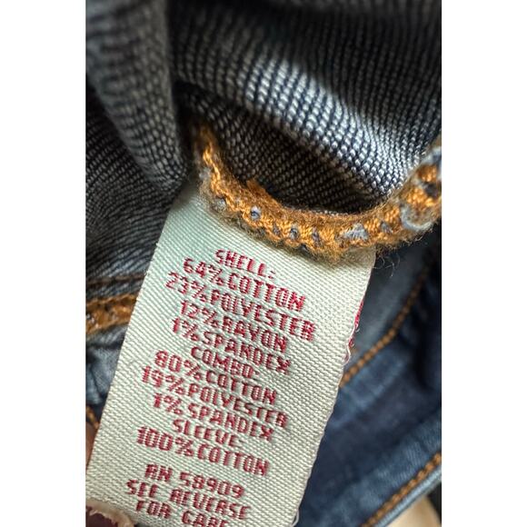 Reba Embroidered Denim Jacket Aztec Knit Sleeves Boho Wester Approx. M - Picture 5 of 8